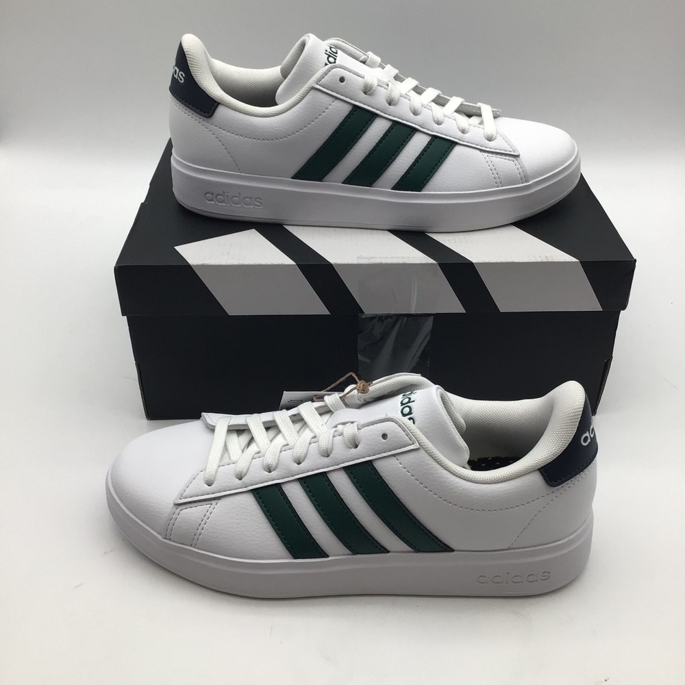 Adidas Grand Court 2.0 Mens White Striped Lace Up Sneakers ID4465 Shoes Size 7